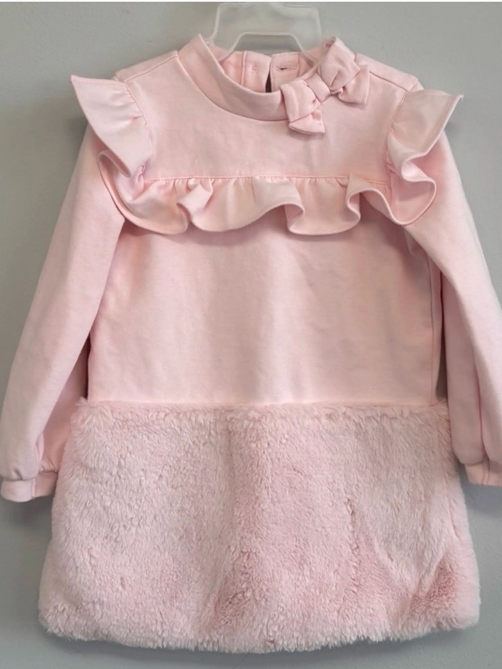 Janie and Jack Light Pink Ruffle & Faux-Fur Hem Nightgown
